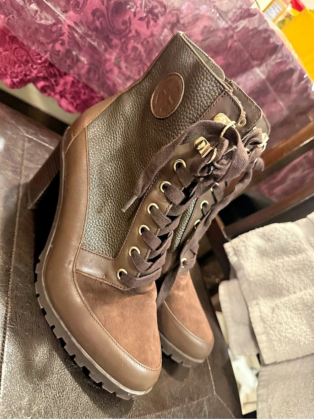 Women's Brown Lace-Up Boots Like New